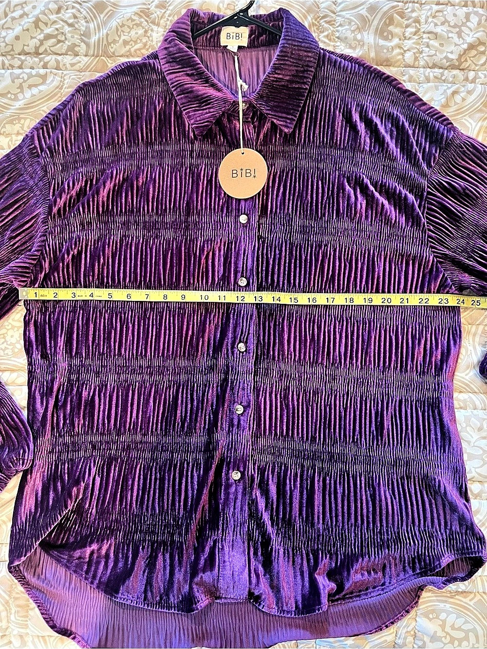 BiBi Textured Button Down in Purple Size Small NWT